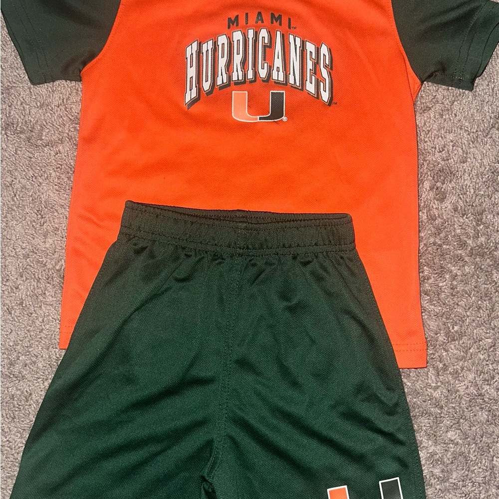 Miami Hurricanes Orange and Green Athletic Set